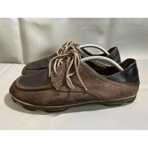 OluKai Kupa'a Lace Up/Slip On Heel LEATHER Suede Shoes Mens 10.5 Brown